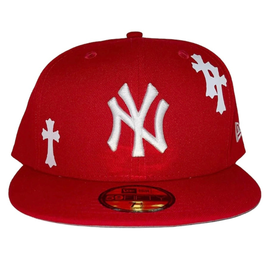 FC EXCLUSIVE NEW YORK YANKEES RED CHROME HEARTS 59FIFTY – Fitted