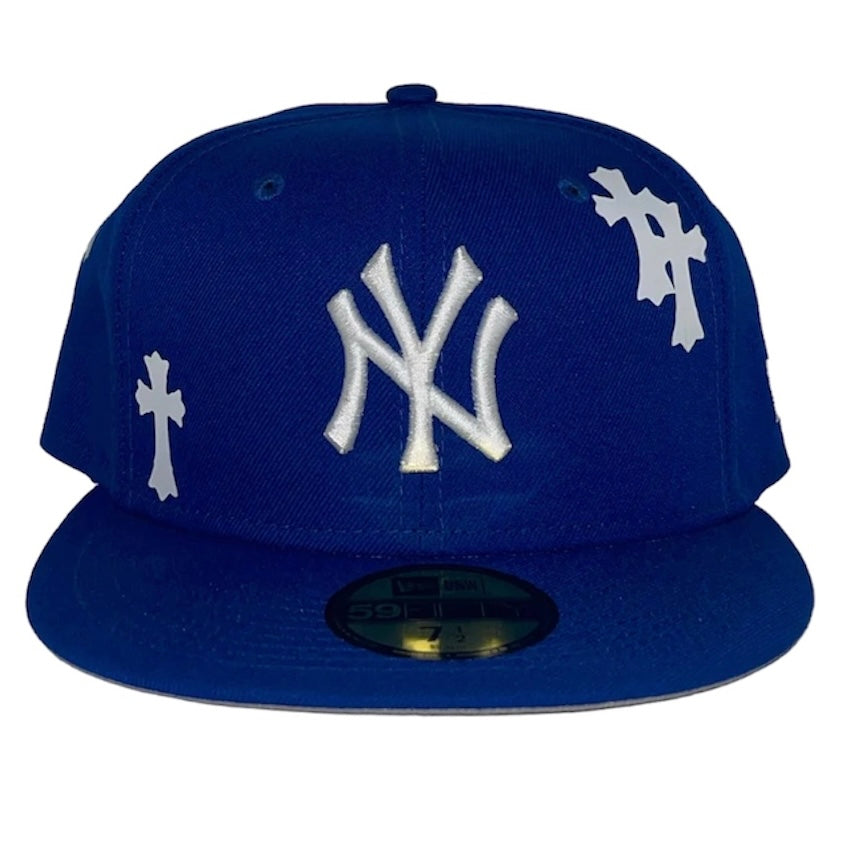 FC EXCLUSIVE NEW YORK YANKEES BLUE CHROME HEARTS 59FIFTY – Fitted