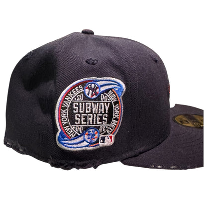 New York Yankees Pearls Subway Series Navy Distressed 59FIFTY FC Exclusive Custom