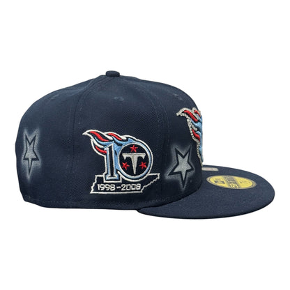 Tennesse Titans Iced out Navy Blue All Over stars 59FIFTY FC Exclusive Custom