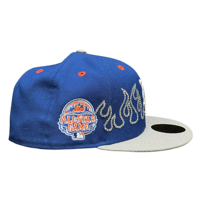 New York Mets Royal Blue Iced Out Flames 59FIFTY FC Exclusive