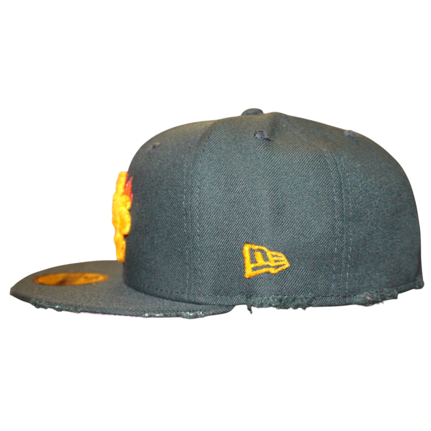 Oakland Athletics Dark Green Flames Distressed 59FIFTY FC EXCLUSIVE
