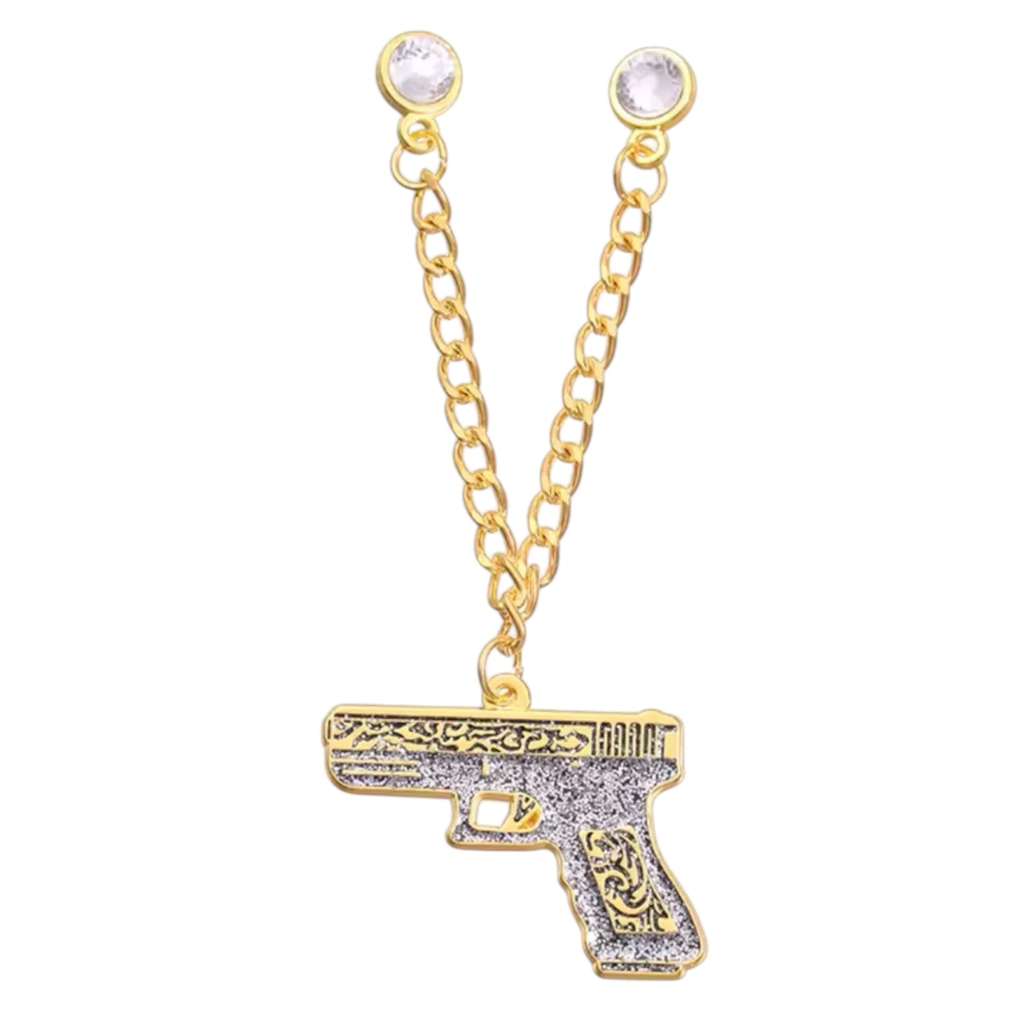 Gold Pistol Chain Pin
