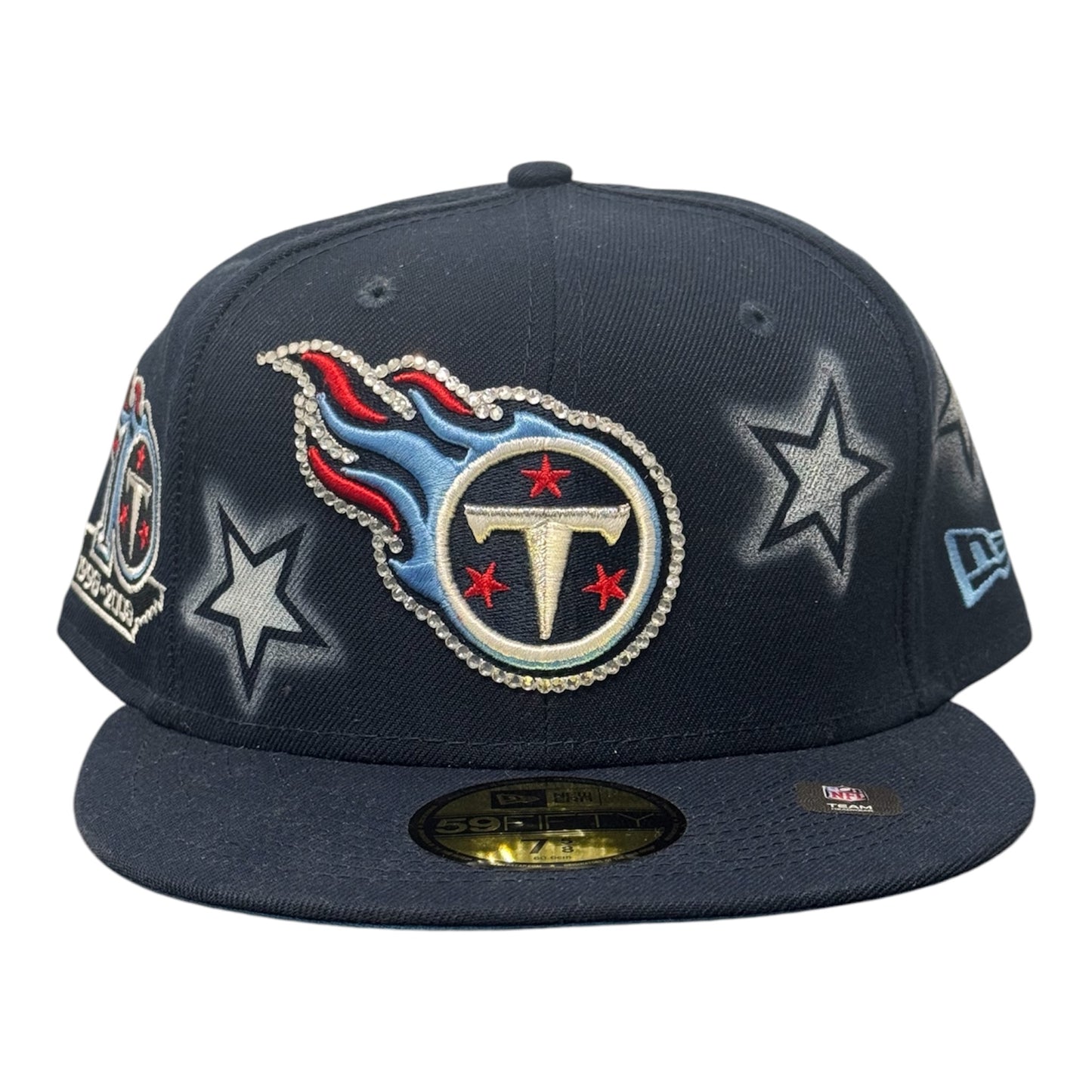 Tennesse Titans Iced out Navy Blue All Over stars 59FIFTY FC Exclusive Custom