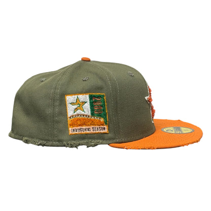 Houston Astros Olive/Orange Distressed 59FIFTY FC Exclusive Custom