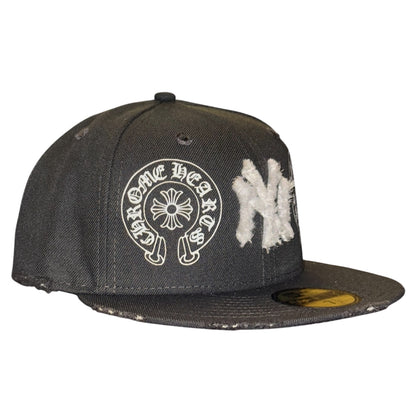 New York Yankees Dark Grey Chrome Hearts Distressed 59FIFTY FC Custom