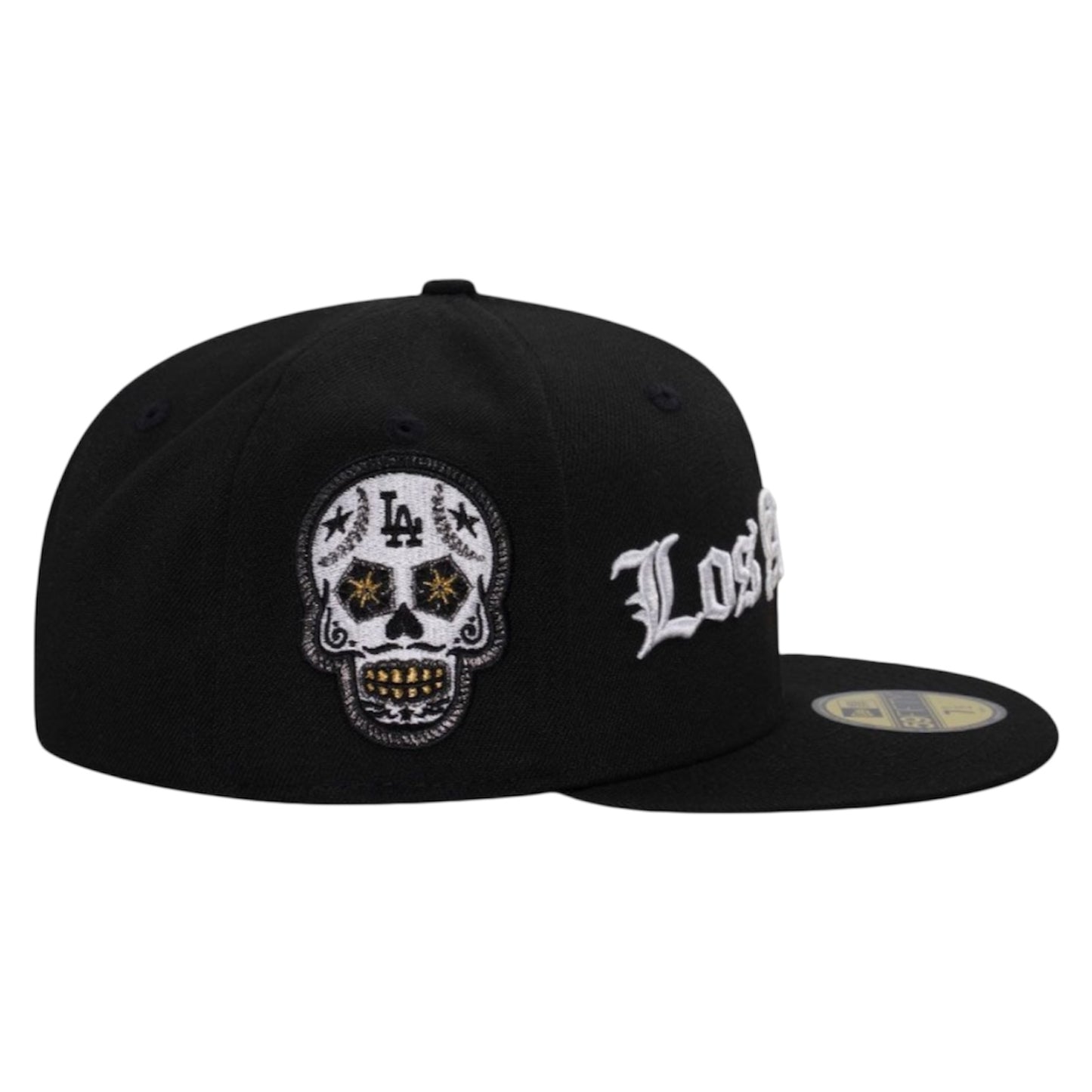 Los Angeles Dodgers Old English Script Black Skull 59FIFTY